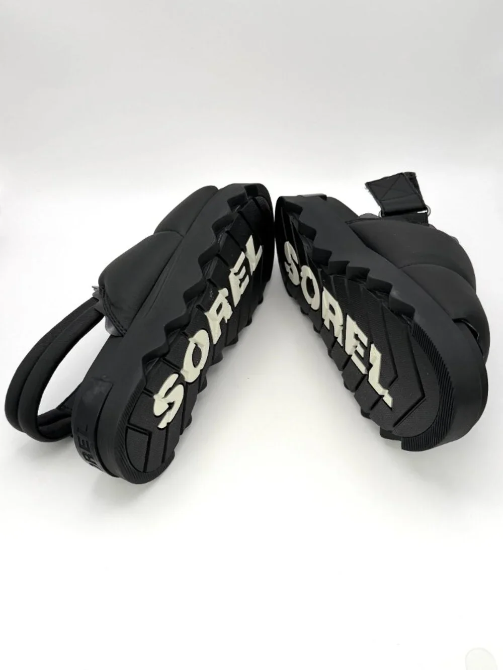 SOREL Vibe Women's Black Leather Platform Slingback Slide Sandals  US 8 NIB.